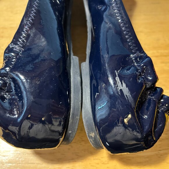 Authentic Womens Tory Burch Reva Ballet Royal Navy Patent Leather Flat Shoes 10 - Picture 10 of 12